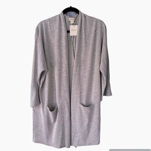 Donni. Sandwash cardigan gray ribbed osfa